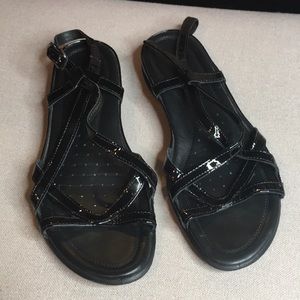 Ecco black patent sandals brand new, never worn